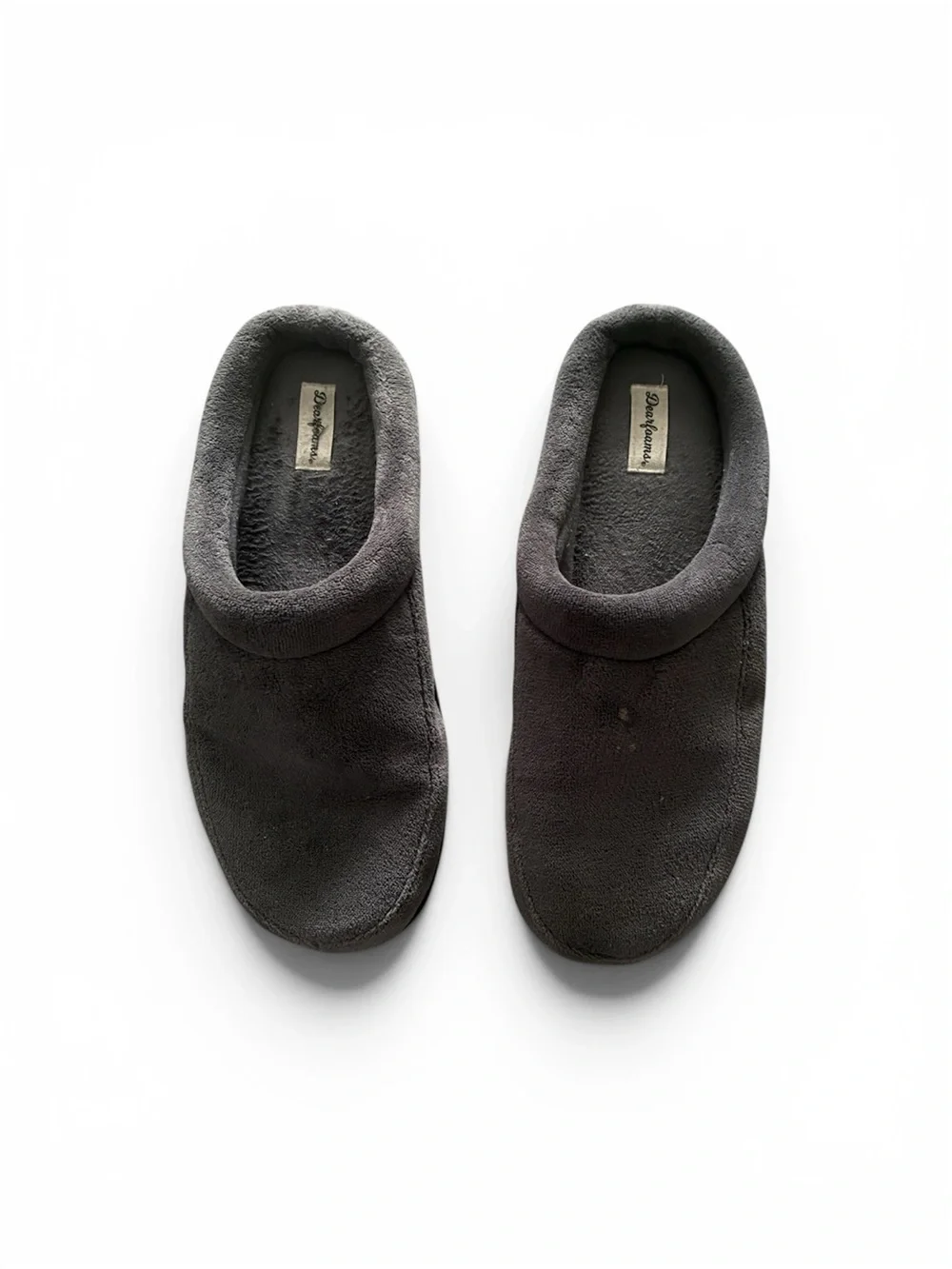 Dearfoams Charcoalt Gray Plush Memory Foam Slip-On House Slippers